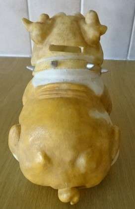 BEAUTIFUL  FUN BULLDOG RESIN MONEY BOX (HEIGHT 15 CM X WIDTH 12 CM)