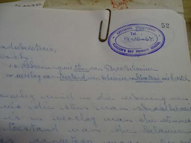GESKIEDENIS VAN SKOLE, LAERSKOOL GORDONSBAAI (DOKUMENTASIE 1950'S)
