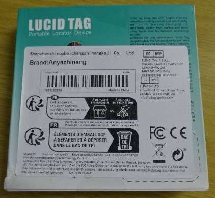 LUCID TAG, PORTABLE LOCATOR DEVICE  (APPLE'S FIND MY NETWORK)