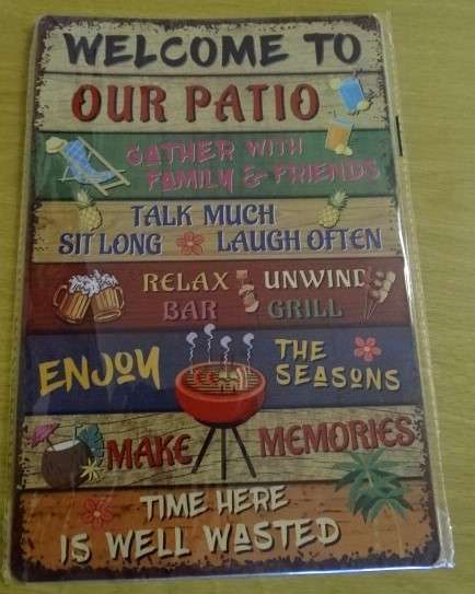 TWO TIN (20CM X 30CM) FUN WALL HANGINGS FOR A BAR, MAN CAVE OR PATIO