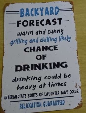 TWO TIN (20CM X 30CM) FUN WALL HANGINGS FOR A BAR, MAN CAVE OR PATIO