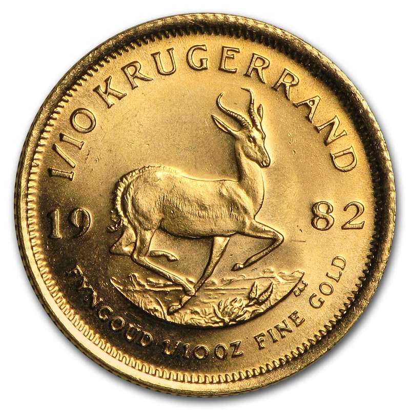 GOLD KRUGERRAND TENTH OUNCE (1/10) 1982 IN A CAPSULE