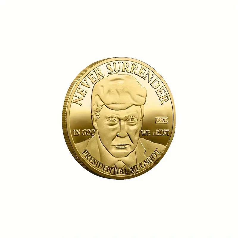 DONALD TRUMP PRESIDENTIAL COIN NEVER SURRENDER Gold Colour Collectible Medal, Perfect Gift Idea