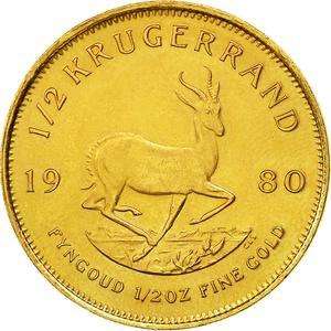 GOLD KRUGERRAND HALF OUNCE 1980 IN A CAPSULE
