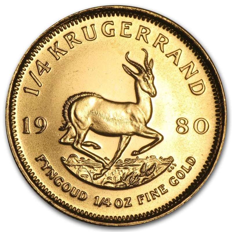 GOLD KRUGERRAND QUARTER OUNCE 1980 IN A CAPSULE