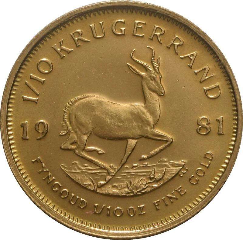GOLD KRUGERRAND TENTH OUNCE 1981 IN A CAPSULE