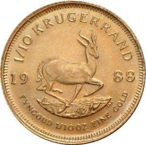 GOLD KRUGERRAND TENTH OUNCE 1988 IN A CAPSULE