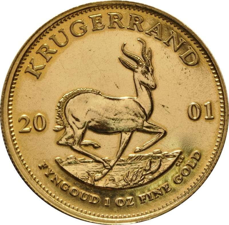 GOLD KRUGERRAND ONE OUNCE 2001 IN A CAPSULE