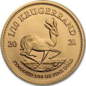 GOLD KRUGERRAND 1/10th OUNCE 2021 IN A CAPSULE