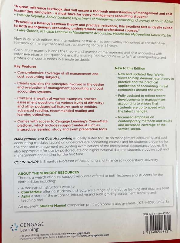 Colin Drury Management and Cost Accounting 9th Edition