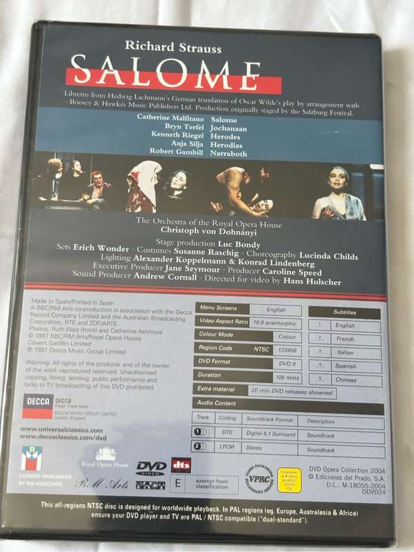 New DVD Opera Collection Lot 5, Macbeth, Arabella, Siegfried, Salome and Lelisir damore