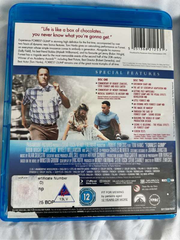 Blu-ray Forest Gump Two Discs, Braveheart Two Discs Academy Awards Winners
