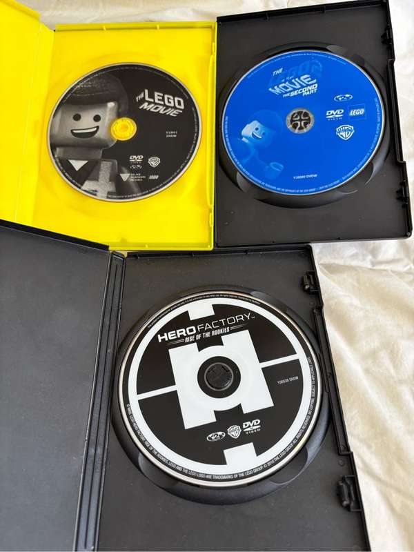 3x Lego DVDs The Movie part 1 & 2, Hero Factory Rise of the Rookies