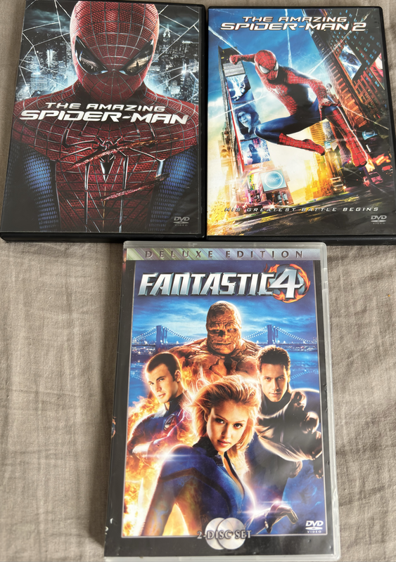 DVDs Spiderman 1& 2, Fantastic Four