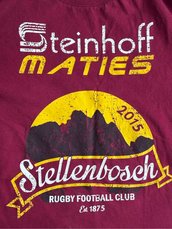 Maties Steinhof print t-shirt red size medium Rugby