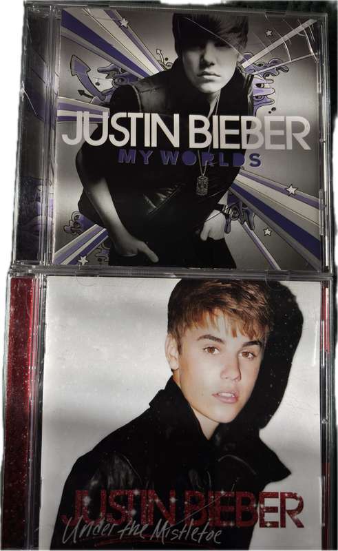 Justin Bieber CDs x 2, Under the Mistletoe & My Worlds