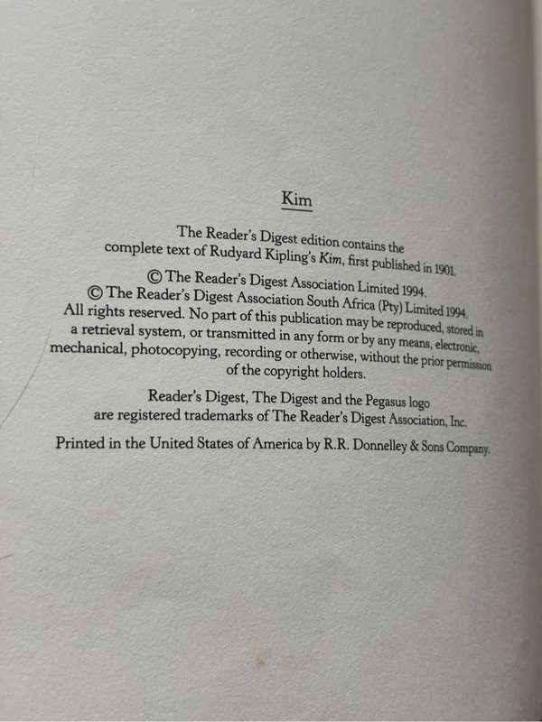 Rare Collectable Book Kim by Rudyard Kipling 1994 Hardcover
