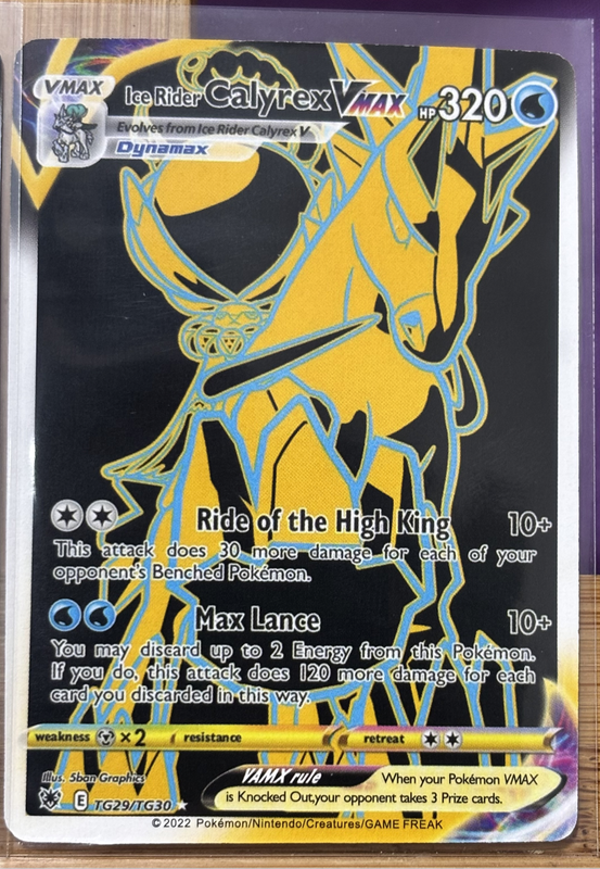 Pokémon Full Art Ice Rider Calyrex secret rare tg29/tg30 & Shadow Rider tg30/tg30