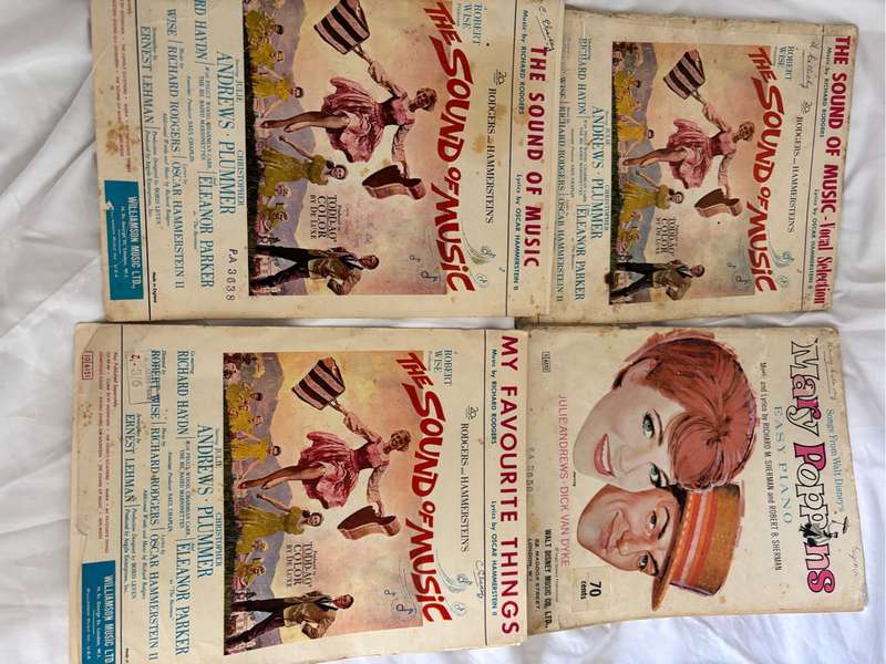 Mary Poppins x 1, Sound of Music x 3 Sheet Music Lot Original 1963/64