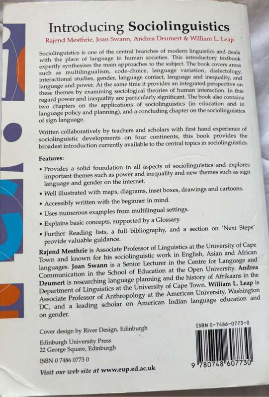 Introducing Sociolinguistics by Rejend Mesthrie, Joan Swann, Andrea Deumert