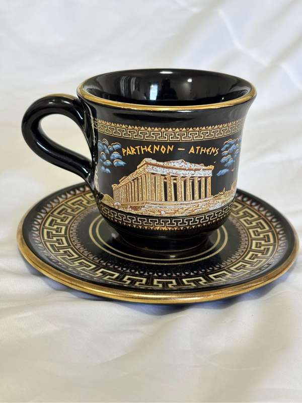 Cup and Saucer Handmade in Greece 24Carat  Gold