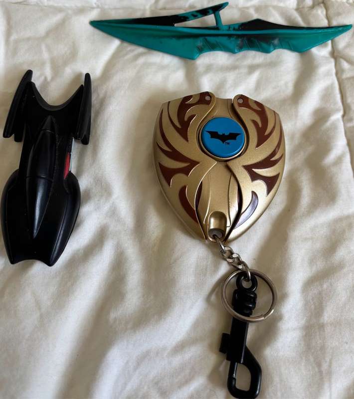Batmobile 2000, Batman Begins Morphing key ring, Batgirl Battle Blade 1997