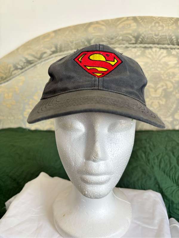 Superman Embroidered Baseball Hat Grey Vintage