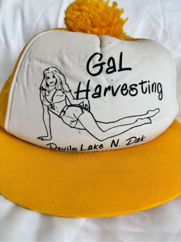 Rare Short Brim Trucker Hat 70s Style Yellow White