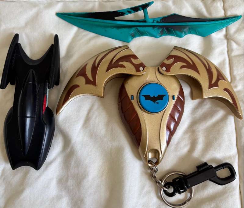 Batmobile 2000, Batman Begins Morphing key ring, Batgirl Battle Blade 1997