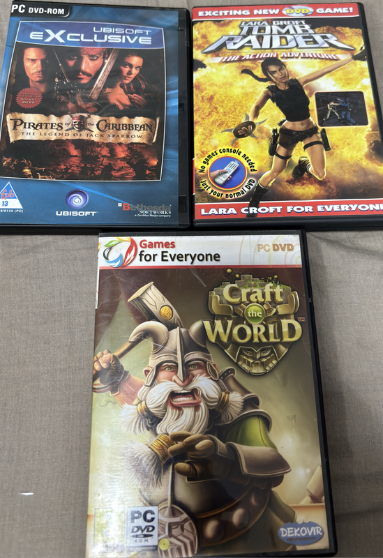 3 PC Games Pirates of Caribbean, Tomb Raider & Craft the World