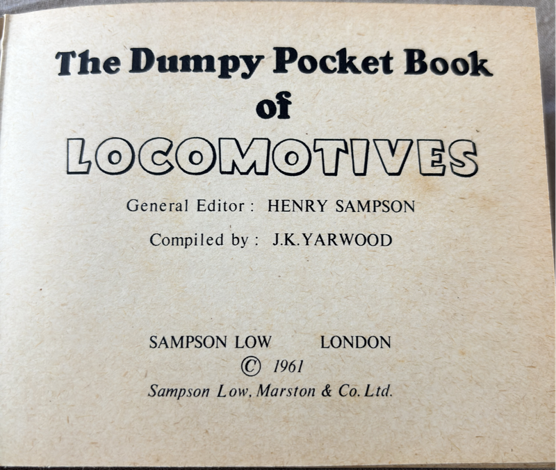 The Dumpy Pocket Book of Locomotives British and European 1961 1st edition