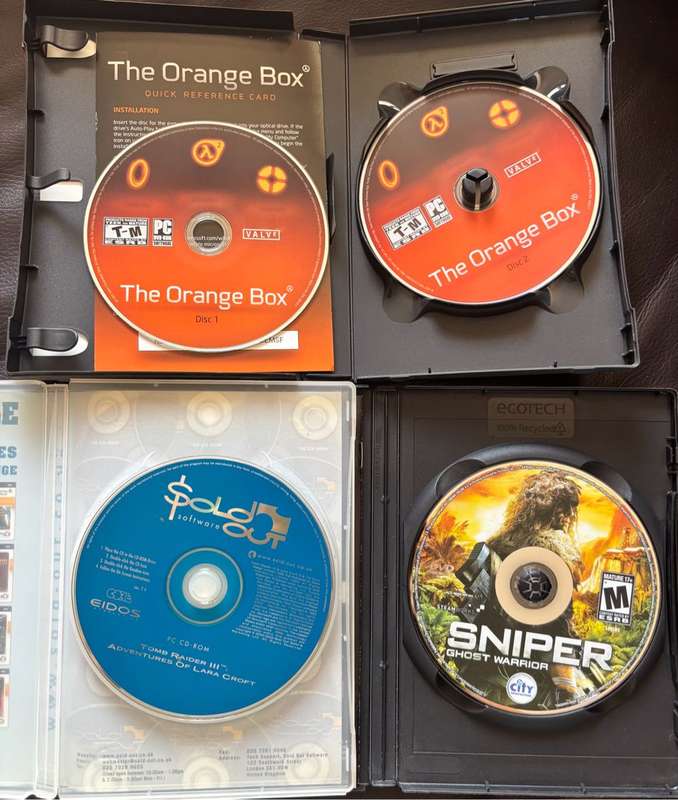 PC Games x 3 Tomb Raider 3, The Orange Box 2 disks & Sniper