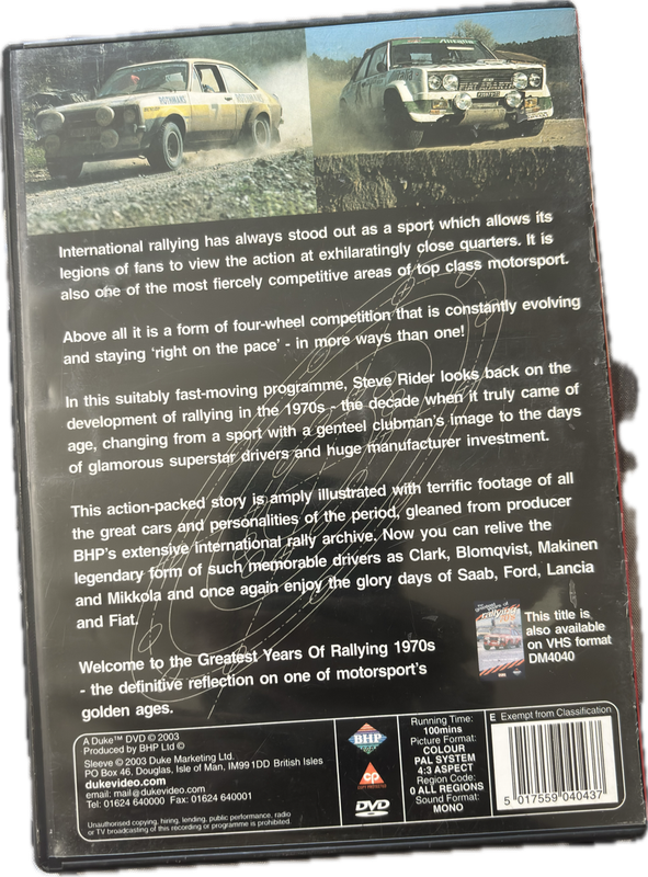 Motor Sports DVD x 2 British Rally Championship 2003 & Greatest Years of Rallying 1970s