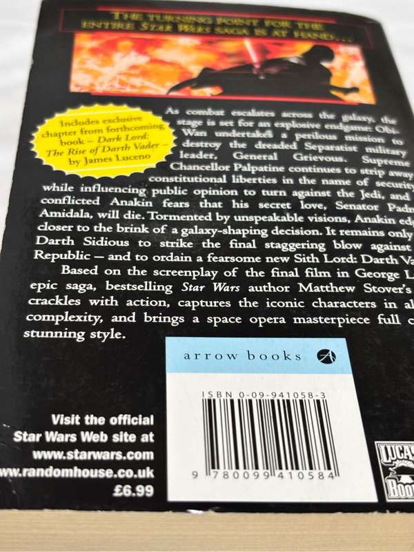 Book Star Wars Revenge of the Sith Matthew Stover