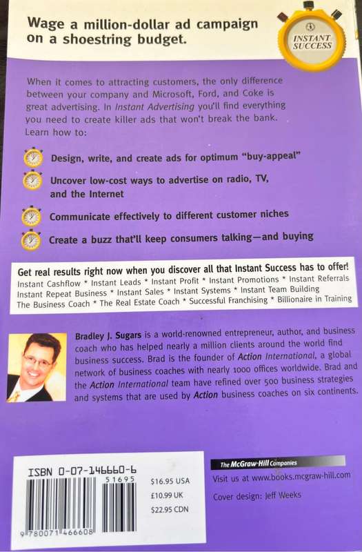 Business Books x 3, Instant Sales, Leads & Advertising by Bradley J Sugars