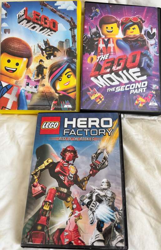 3x Lego DVDs The Movie part 1 & 2, Hero Factory Rise of the Rookies