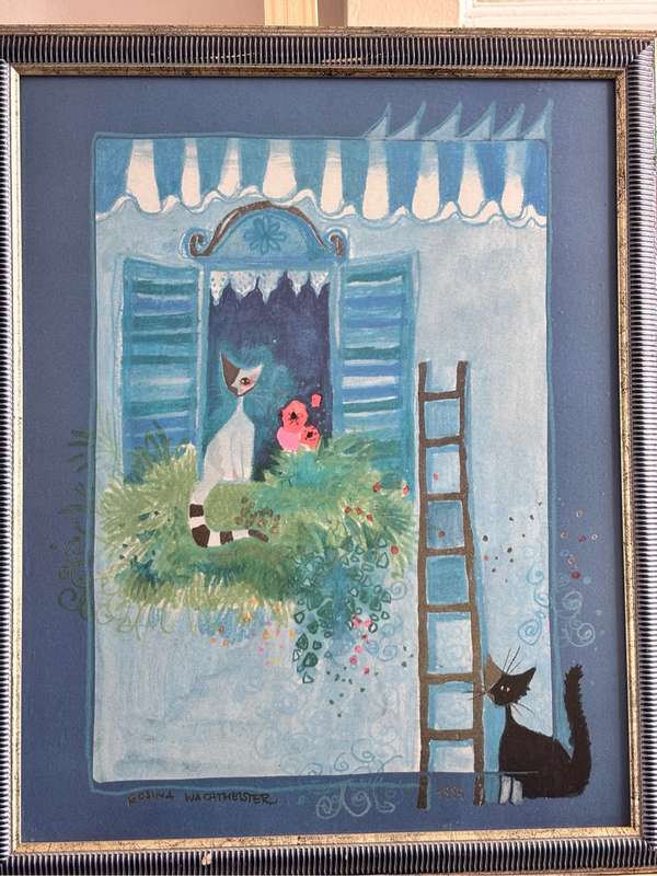 Rosina Wachtmeister mixed media print 1994 signed 57cm x 47cm with Frame