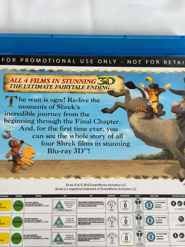 Shrek Blu-ray 4 Discs Four Films in 3D TheComplete Collection