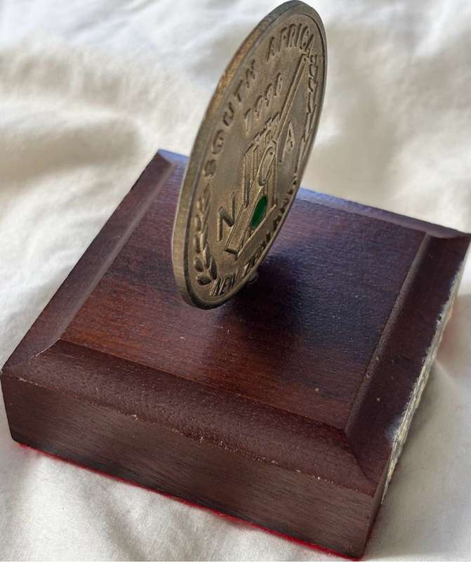 Medal Metal 1996 South Africa New Zealand NICA on solid wood