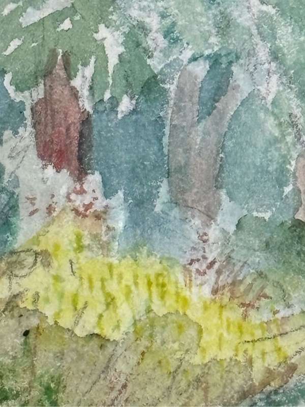 Watercolour signed Wilson England 44 Road Trees