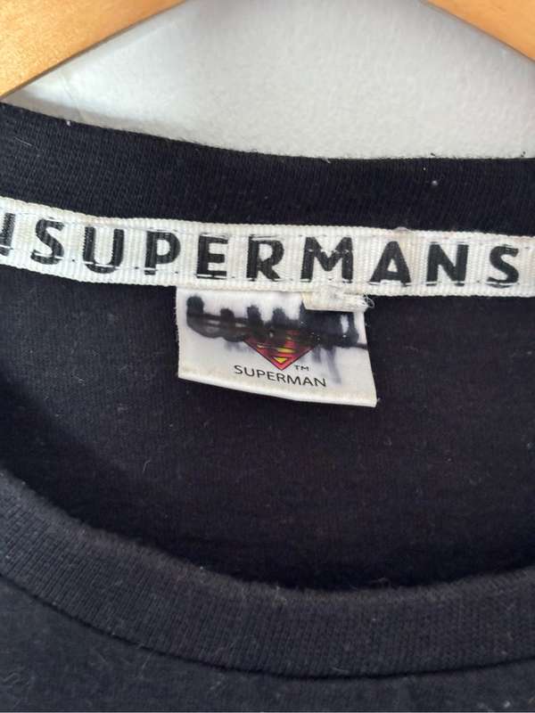 Superman T Shirt Black Boys 13/14 Years Vintage