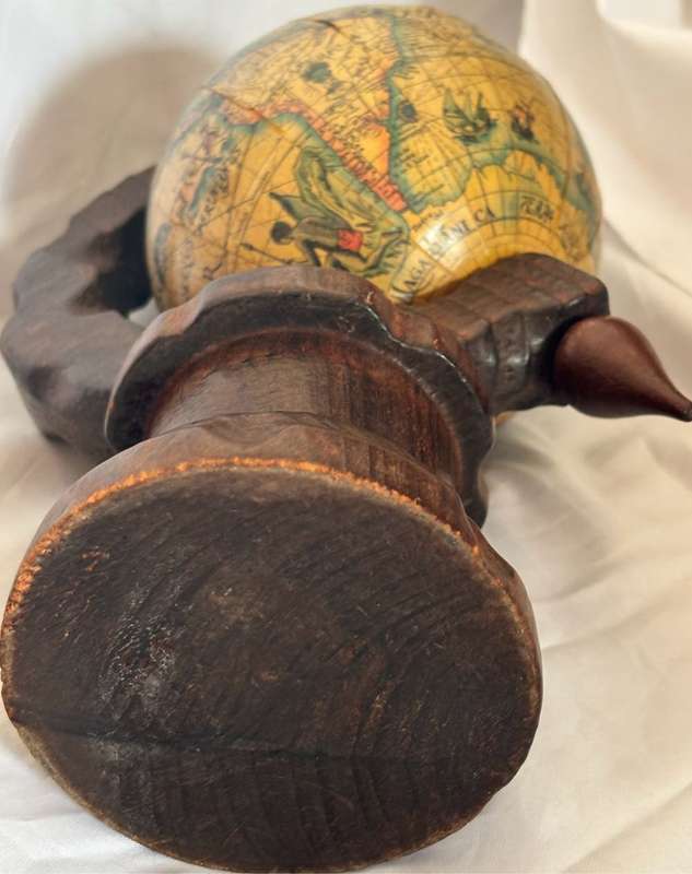 Vintage 1950s Wood decoration World Globe Old Language
