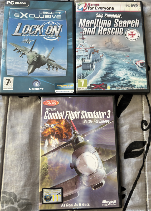 PC Simulator Games Lock on, Ship Sim, Combat Flight with Map + Strike Plan games