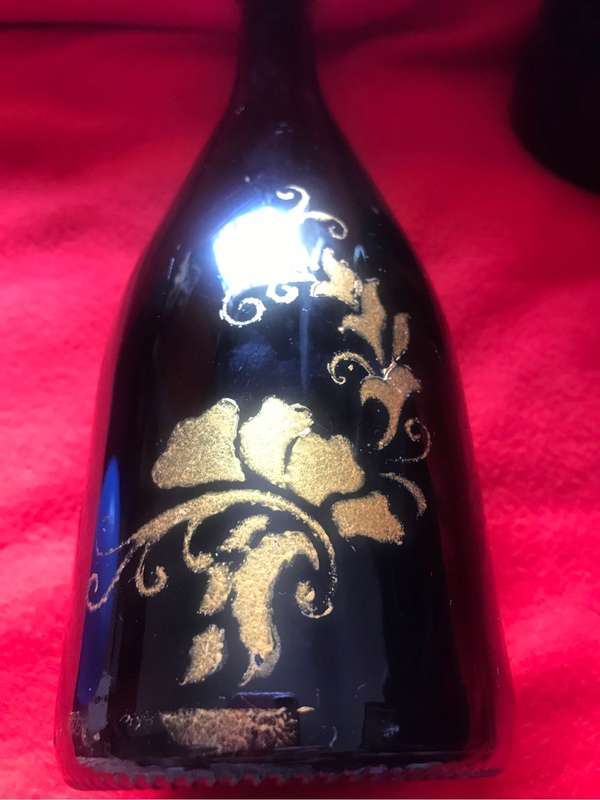 Beautiful green with gold painting on Two Bottles