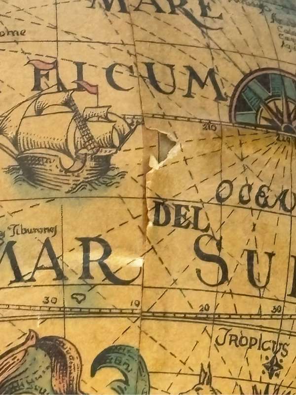 Vintage 1950s Wood decoration World Globe Old Language