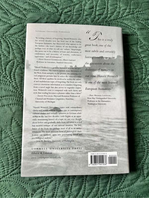Lethe by Harald Weinrich 1st Edition 2004 Hardcover