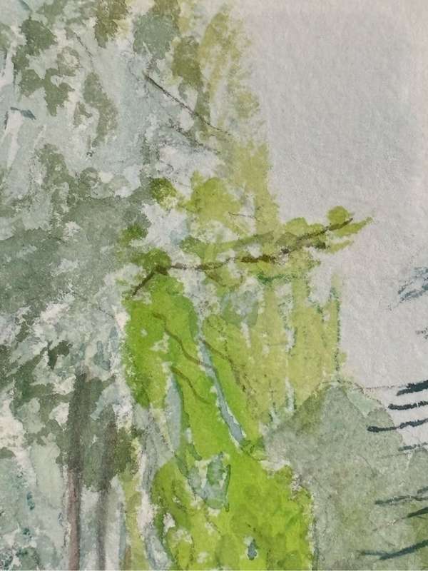 Watercolour signed Wilson England 44 Road Trees