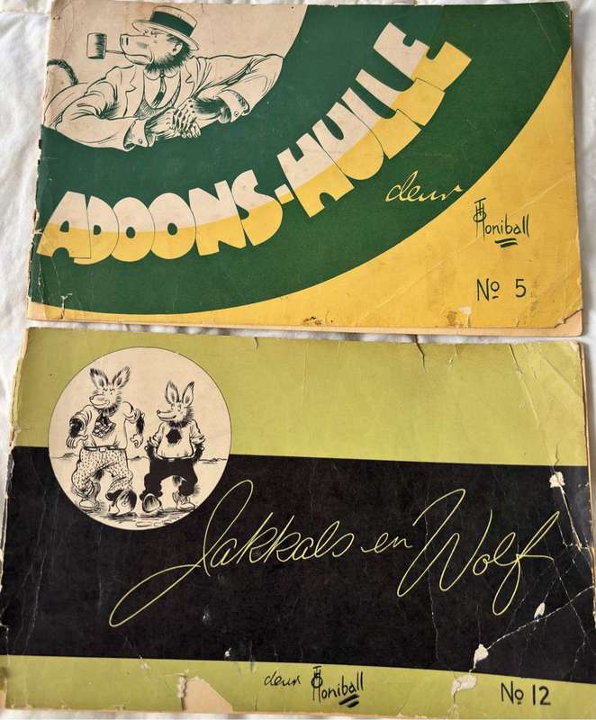 Old Comics deur Honiball Adoons-Hulle no.5 & Jakkals en Wolf no.12 Collectable Rare