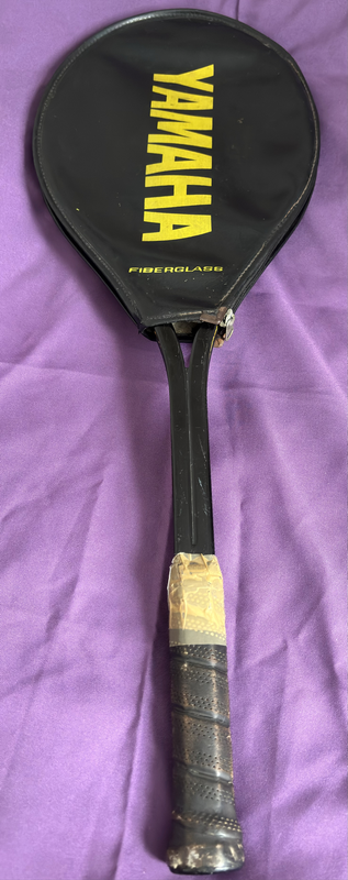 Tennis Racket Yamaha Fibreglass VFG 10 1970s with Leather Zip case