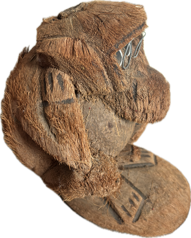 Hand Carved Coconut Monkey  Figurine Statue Ornament 25cm x 24cm